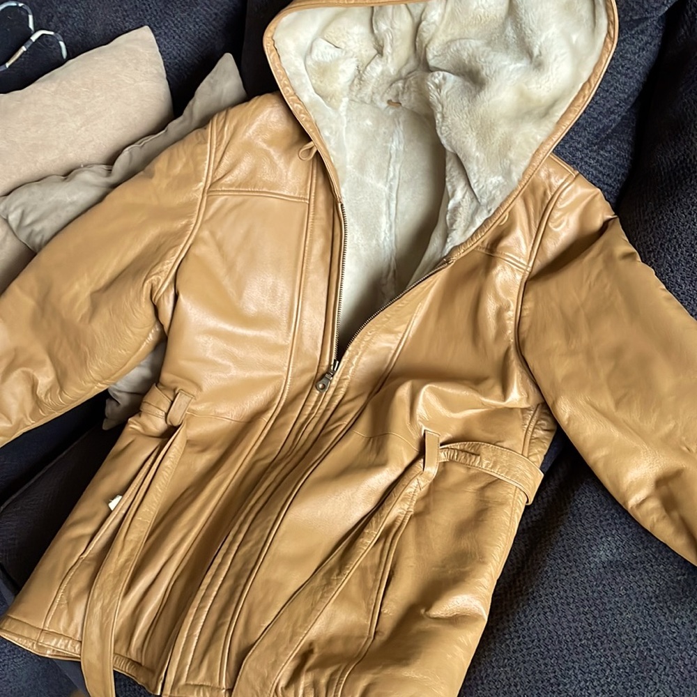 Wilson faux fur lined leather coat.